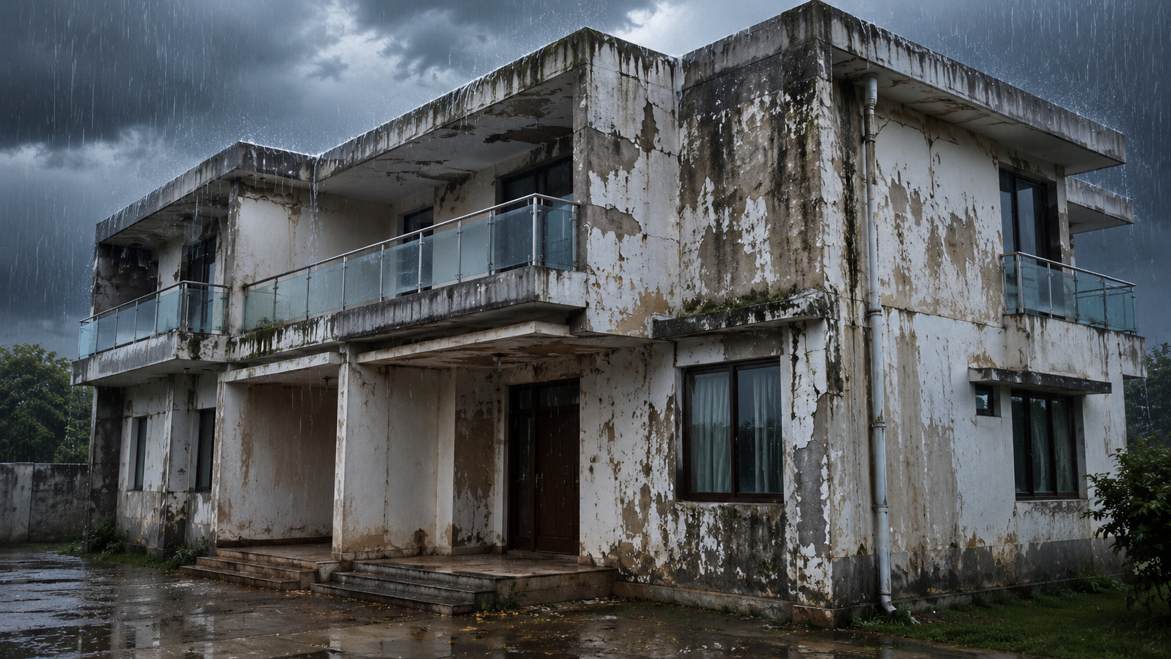 Before — damp, water-damaged home